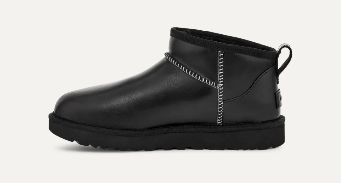 Bottes Classic>UGG Femme Botte en cuir Classic Ultra Mini Leather Regenerate black