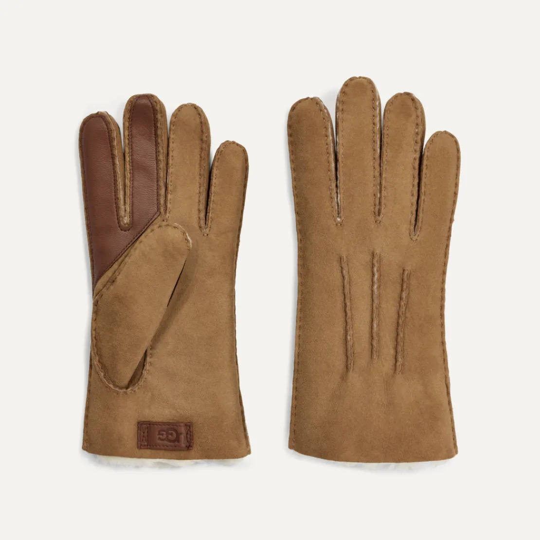 Accessoires>UGG Homme Gant technique contrasté en peau de mouton chestnut